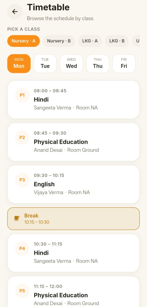 Timetable