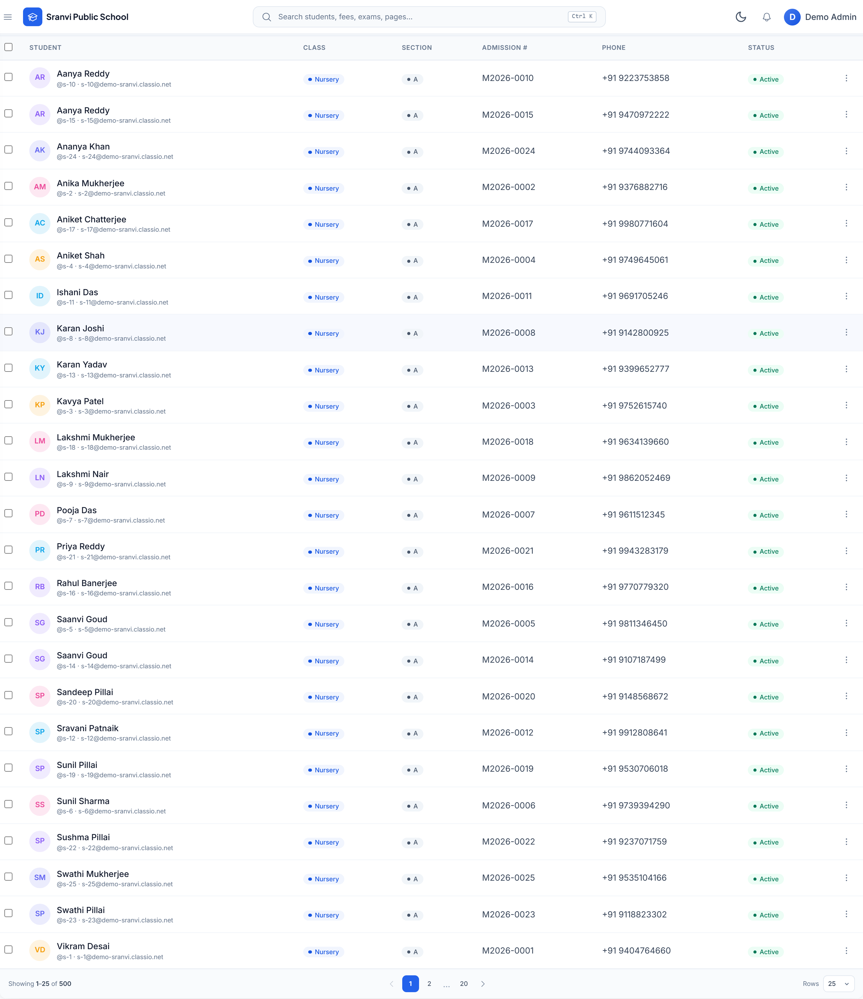 Bulk-edit grid for 800+ students
